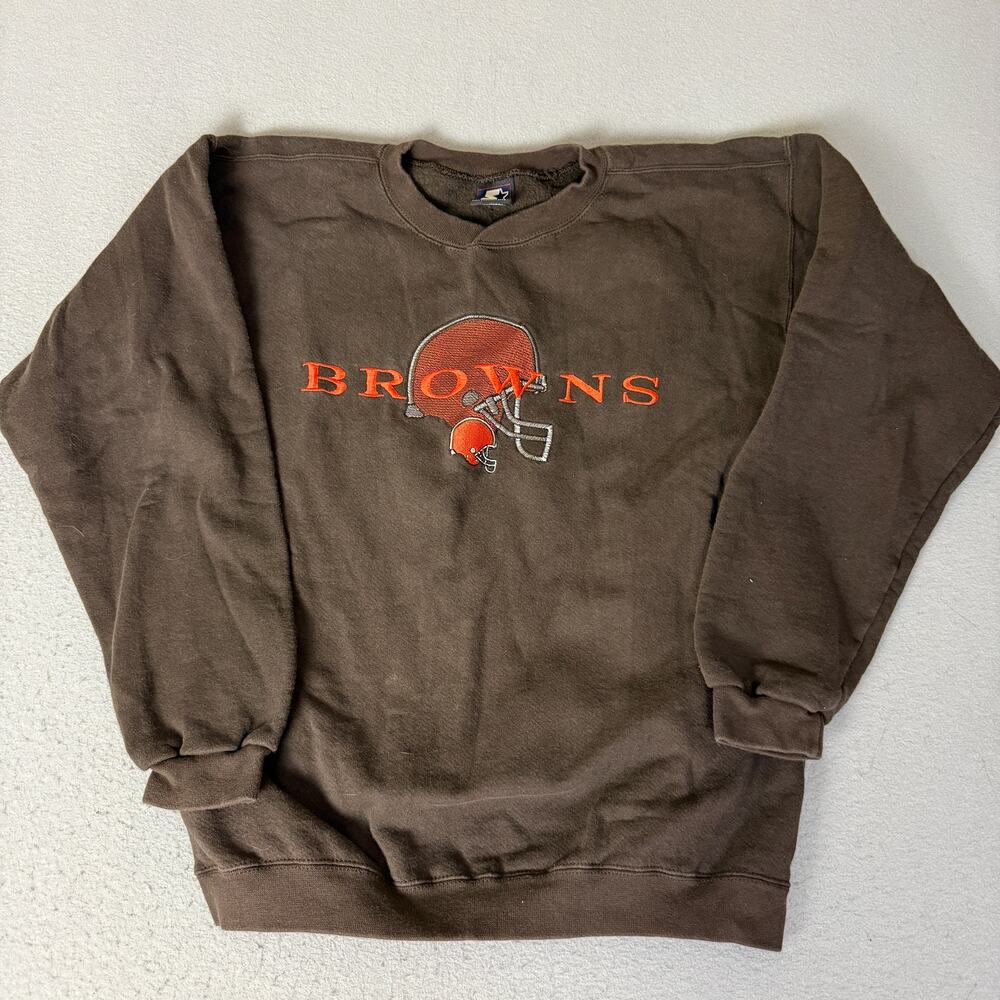 Vintage Starter Cleveland Browns Crewneck Sweatshirt Brown Made USA Mens M NFL